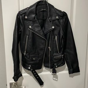 Zara faux leather jacket black with zipper detail